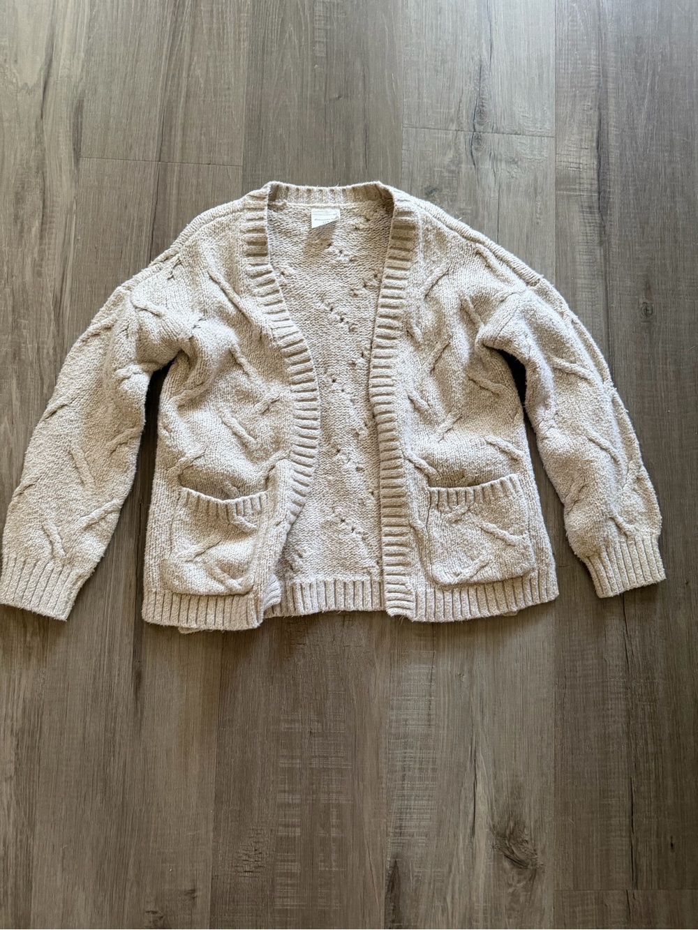 abercrombie kids Cream Open-Front Knit Cardigan